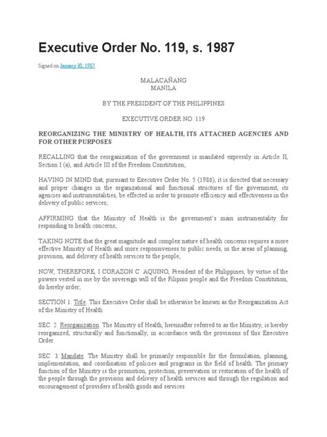 Executive Order No. 119 .